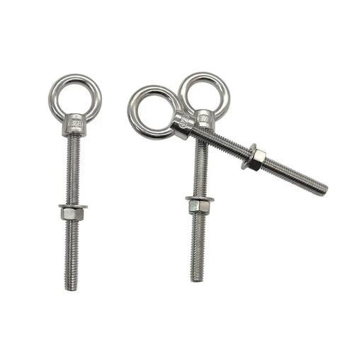 Heavy Duty Marine Grade Eyebolts One Quarter Inch By Four Inch Threaded Shoulder Eyebolts In 304 Stainless Steel With Washers And Nuts