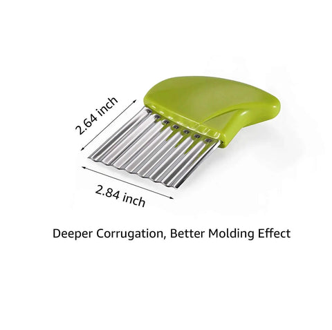 Crinkle Cutter Set With Stainless Steel Waffle Blade Two Pack Veggie Cutter For Potatoes Carrots Lettuce And Butter Green