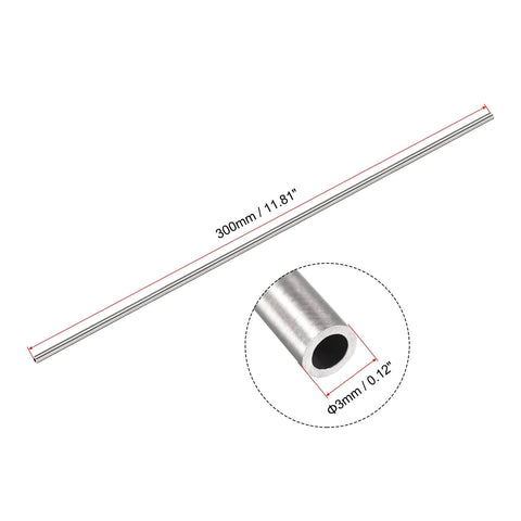 uxcell 304 stainless steel round tube, 3 mm OD, 0.5 mm wall, 300 mm length, 4 pcs