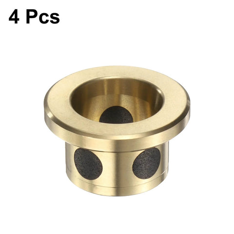 Flange Sleeve Bearings 12Mm Bore 15Mm OD 12Mm Height 4 Pack Self Lubricating Oilless Brass Graphite Bushings for machinery