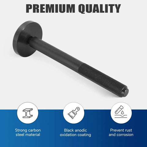 Close-up of the handle from the 52 Piece Bearing And Seal Driver Set With Interchangeable Heads, showing black anodic coating and strong build.