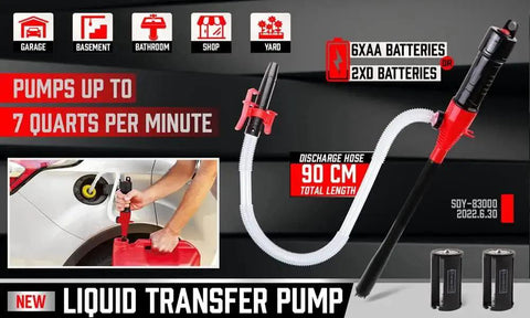 Electric Hand Pump Portable Battery Powered Transfer Pump Multi Use Siphon Liquid Extractor For Gasoline Diesel Fuel And Water Transfer Lightning Fast 2.2 GPM Siphon With Locking Clip For Easy Refill On Roadside Or At Home