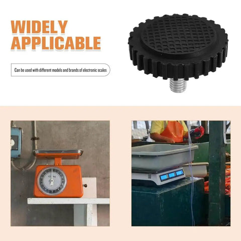 Stainless Steel Feet For Digital Kitchen Scales With Non Slip Rubber Bumpers Universal Replacement Parts For Precision Cooking And Baking Built To Last, shown in use on various scales.