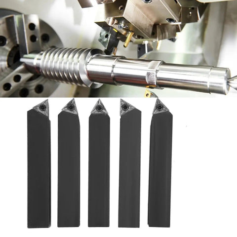 Five-Piece Carbide Turning Tool Set With Three-Quarter Inch Indexable Turning Tools And 60 Degree 75 Degree And 90 Degree Inserts