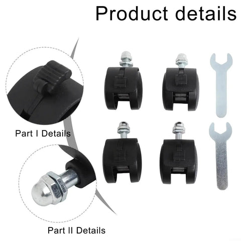 Replacement Wheels For Electric Oil Heater, 4 Pack Omni Directional Caster Wheels 40x30mm With 8mm Thread, Plastic Heater Casters With Brake