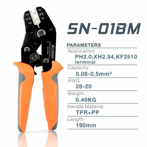 All Purpose Ratchet Crimping Tool for AWG 28 to 20 Wire Terminals XH 2.54 3.96 mm PH2.0 PX JST Molex KK254 Dupont D Sub