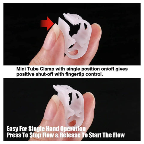 Close-up of 40 Piece Plastic Tube Clamps Kit With Four Sizes, Shut Off Hose Clamps For Tube Clips And Flow Control, Durable POM Plastic Clamp