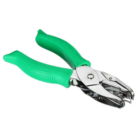 Green Square Hole Punch 0.2 Inch Handy Handheld Paper Puncher with Ergonomic Grip for DIY Crafts visible on white background