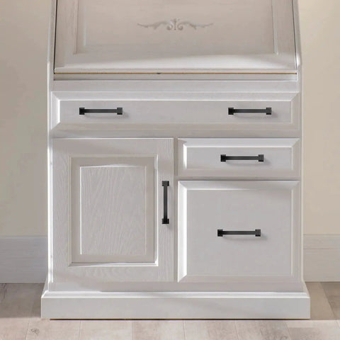 Matte Black Cabinet Pulls 4 Inch With Two Size Options Pack Of 10 Kitchen Cabinet Hardware on white cupboard
