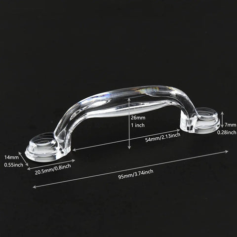 Self Adhesive Transparent Acrylic Drawer Knob with Glass Look for Cabinets, 95x14x26 mm, Crystal Clear Finish