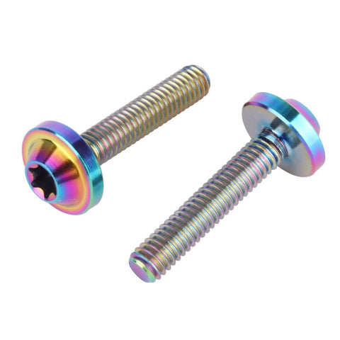 4 Pack Titanium M4x20mm Button Torx Head Bolts For Bicycle And Motorcycle, Rainbow Finish, Ultra Lightweight 6AL4V Fasteners