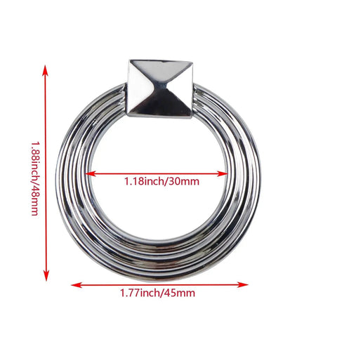Polished Silver Cabinet Ring Pulls 1.77 Inch Diameter Round Drop Handles For Cabinets And Drawers Pack Of 4 Zinc Alloy Rust Resistant Single Hole Design 3.5mm Bore Fits Cabinet Doors Drawer Fronts Cupboards And Furniture, detailed measurements shown
