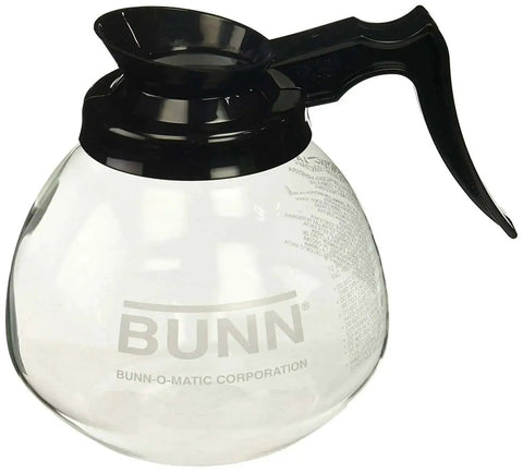 Coffee Pot Decanter Carafe Set With 12 Cup Capacity, Three Pieces Including Two Black Regular And One Orange Decaf, Shatter Resistant Laboratory Grade Glass, Durable Easy Pour For Home Kitchen And Office Coffee Bar