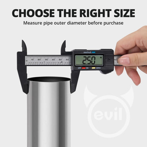 Exhaust clamp, 2.5 in butt joint band, stainless steel, measured with digital caliper at 2.50 in for auto exhaust pipes