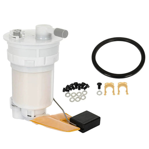 Fuel Pump Assembly For Pontiac Vibe Base And GT 1.8L L4 2003-2004 And Toyota Corolla CE LE S 1.8L 2003-2004 Drop In Ready Direct Replacement Replaces OE SP9164M OE Grade Fuel Pump Module For Vibe And Corolla product front view with accessories.