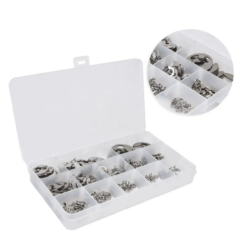 Beefy E Clip Circlip Retaining Ring Set 604 Stainless Steel Assortment Kit For Bearings And Gears Includes 1.5mm To 15mm Sizes Durable