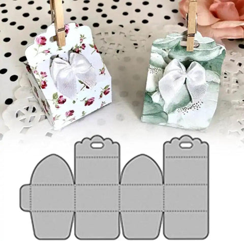 Decorated gift boxes with bows and metal cutting dies set for DIY scrapbooking cards gift box embossing stencil kit paper craft