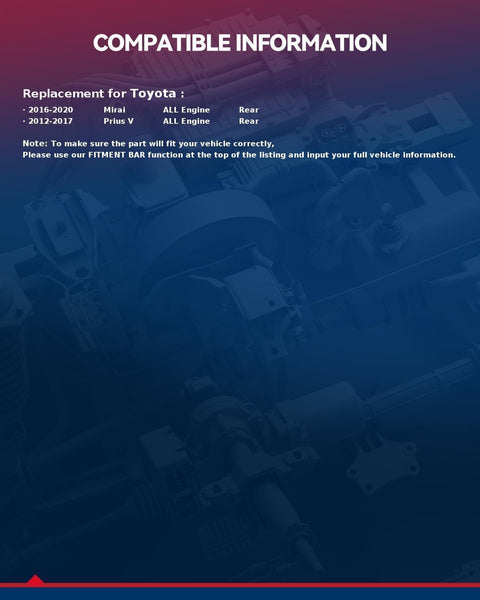 Rear Wheel Bearing Hub Assembly For Toyota Prius V 2012-2017 And Toyota Mirai 2016-2020 5 Lug With ABS compatibility details