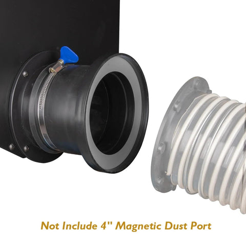 Magnetic Dust Collection Port System For 4 Inch Steel Ports With Built In Rubber Cuff Quick Connect close-up view of port
