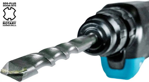 Aggressive Concrete Drilling With A 5 Piece SDS Plus Bit Set For Rotary Hammers Makita Carbide Tipped Bits in close-up view