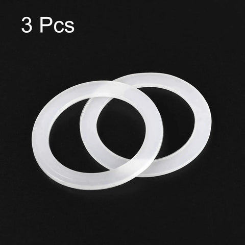 3-pack Silicone Gasket Seal For 1 Cup Coffee Maker Replacement Ring 38x50x2.2mm, white rings on black background