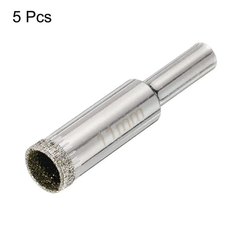 Premium Diamond Drill Bit Set For Tile Cutting 5 Pieces 11mm 7 Sixteenth Inch Glass Ceramic Marble Porcelain Tile Quartz Gemstone With Durable 6.6mm Shank For Precision Holes In Ceramic Tile Aquariums HARFINGTON close-up view