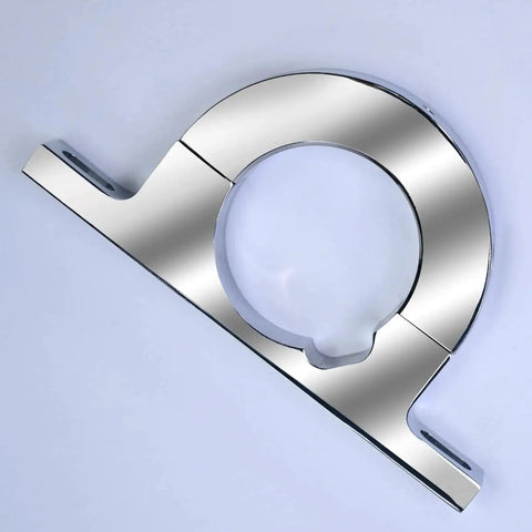 Universal 2 Inch Steering Column Drop Mount Keyed Polished Aluminum Clamp, top view, machined billet aluminum with polished finish