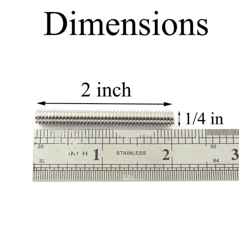 5 Pack 1/4-20 X 2 Hex Socket Set Screws 304 Stainless Steel Full Thread Cup Point Grub Screws Heavy Duty with ruler