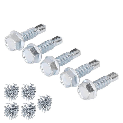 250 Piece M4.2x16mm Self Drilling Screws With External Hex Drive Galvanized Carbon Steel High Hardness For Wood And Metal