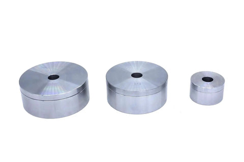 Three Piece Dimple Die Set For Metal Fabrication Includes 1.25 In, 2.5 In And 3.0 In Dies, CNC Machined From Premium Cr Steel With Rockwell 80 Hardness