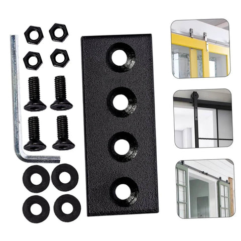 Track Splicing Metal Joint Plate For Barn Door Track, Flat Bracket Connector, Carbon Steel, Easy Installation hardware set