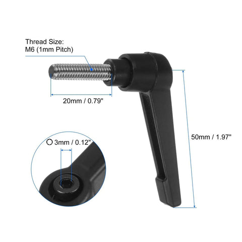Set Of Four Clamping Lever Handles M6 X 20mm 304 Stainless Steel Threaded Male Stud Adjustable Locking Quick Release Ratchet