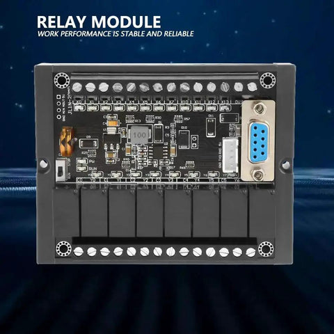 FX1N-20MR PLC Controller Module With Relay Output And Delay Logic, Industrial Control Board, front view showing connections and ports