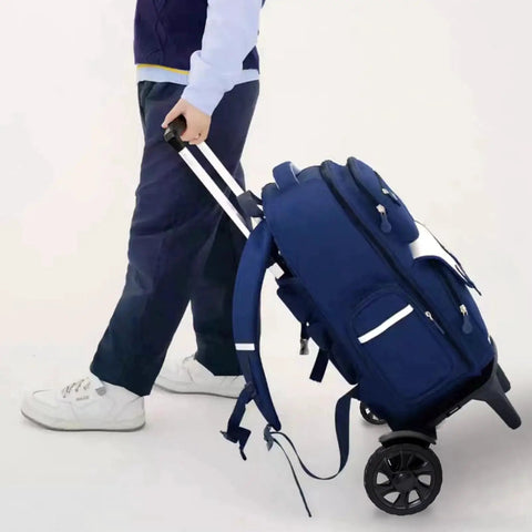 Person pulling Transformable Backpack Trolley Cart With Aluminum Alloy Frame And Two Large Tank Wheels, side view