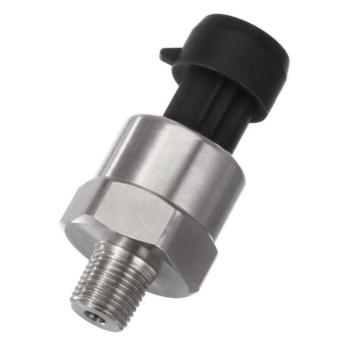 Pressure transducer sensor with 1/8-27 NPT thread, stainless steel body and black connector housing