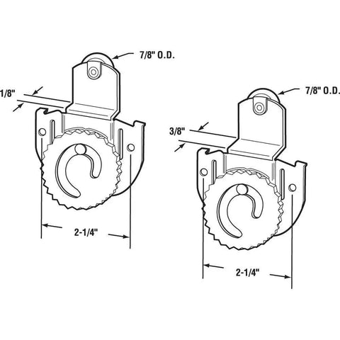 Diagram of Sliding Closet Door Roller Kit With Spring Loaded Top Roller Guides N6611 And N6614 showing dimensions and parts.