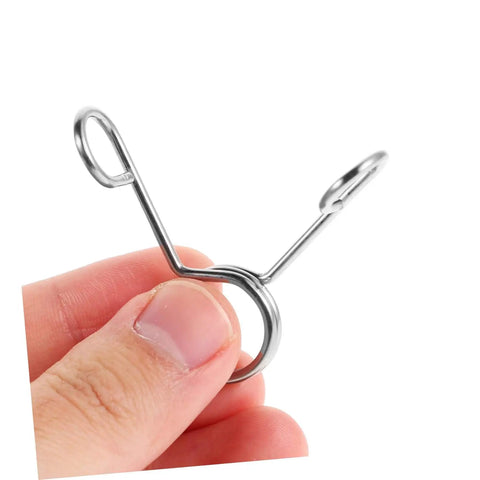 Close-up of stainless steel spring clip from 10 Piece Stainless Steel Spring Clips For Cup Sealing Machines Universal Replacement Accessories