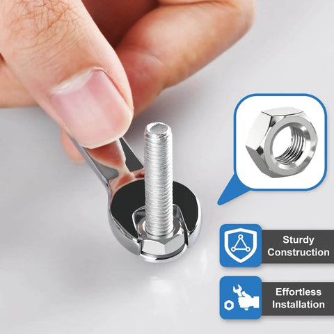 Close-up of Ultimate 121 Piece Nuts And Bolts Kit With M4 M5 M6 Phillips Head Screws Nuts Flat Washers and Storage Case, showing nut installation.