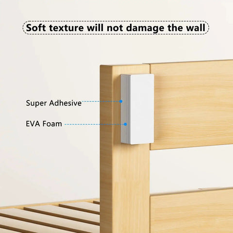 Heavy Duty EVA Foam Headboard Stoppers And Wall Protectors 18 Piece Set Anti Vibration Furniture Pads shown installed on bed frame