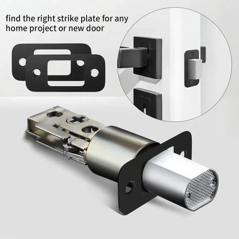 Two Pack Deadbolt Strike Plate With Backplate, 1 Inch By 2.25 Inch Round Corner Door Strike Plate In Matte Black for security