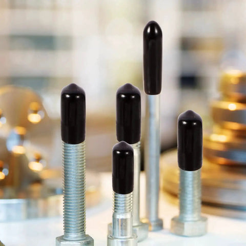 163 Piece Rubber End Caps Set With 9 Common Sizes 2mm To 20mm Round Bolt Covers shown on metal bolts