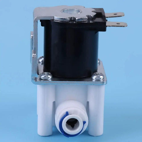 Front view of DC 12V Solenoid Valve Normally Closed For Water Purifier And Filter Systems with Copper Coil and Plastic Body