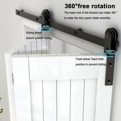 Beefy Heavy Duty 3.5 Foot Bi Folding Barn Door Hardware Kit For Two Doors, Carbon Steel Sliding Track System in Frosted Black.