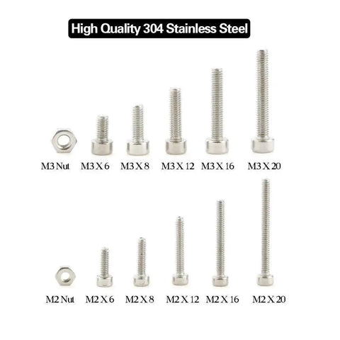 420 Pieces M2 And M3 Stainless Steel Hex Socket Head Cap Screws And Nuts Kit With Organizer Box 304 Stainless Fasteners Set Diagram