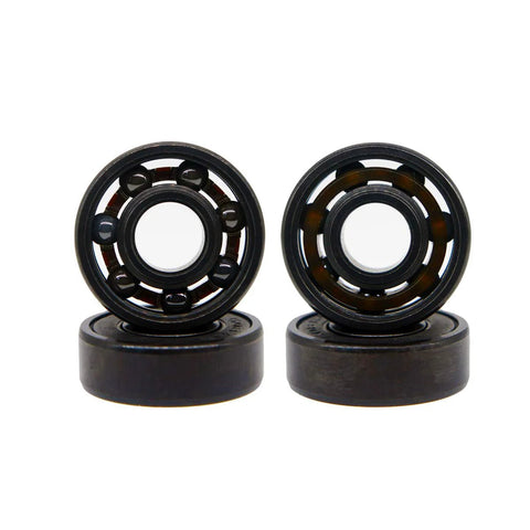 Z-First 608RS hybrid black ceramic bearings, two bearings displayed on black spacers against a white background