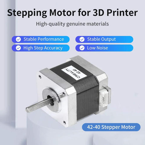Creality 42-40 stepper motor for 3D printer, metal housing with exposed shaft and white side connector