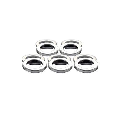 Front view of Stainless Steel Standard Mag Washers Set Of 10 For Wide Wheel Applications, polished stainless, round shape