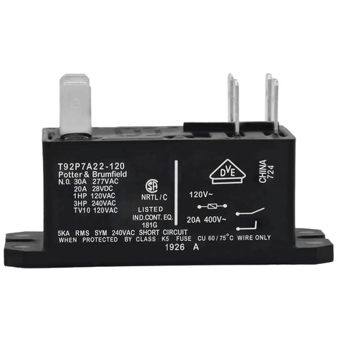 Heavy Duty Power Relay 120VAC 30A DPST-NO 6-Pin General Purpose Pack of 2 for Industrial Control and Auto Electronics Replacement Part
