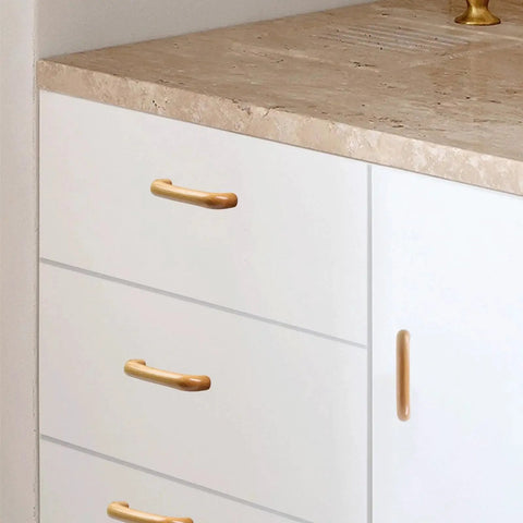 Modern cabinet with 8 Pack Arch Wooden Cabinet Pulls Beech Wood Drawer Handles With Screws, Natural Finish