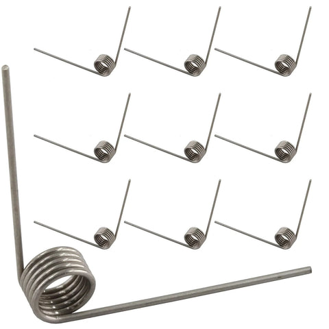 Hordion 10pcs stainless steel torsion springs, 2in/50mm length, 1mm wire, 11mm OD, 90-degree springs for woodworking